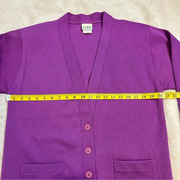L.L. Bean | Purple Button Down Cotton Cardigan w/Removable Shoulder pads Size M - Picture 10 of 15